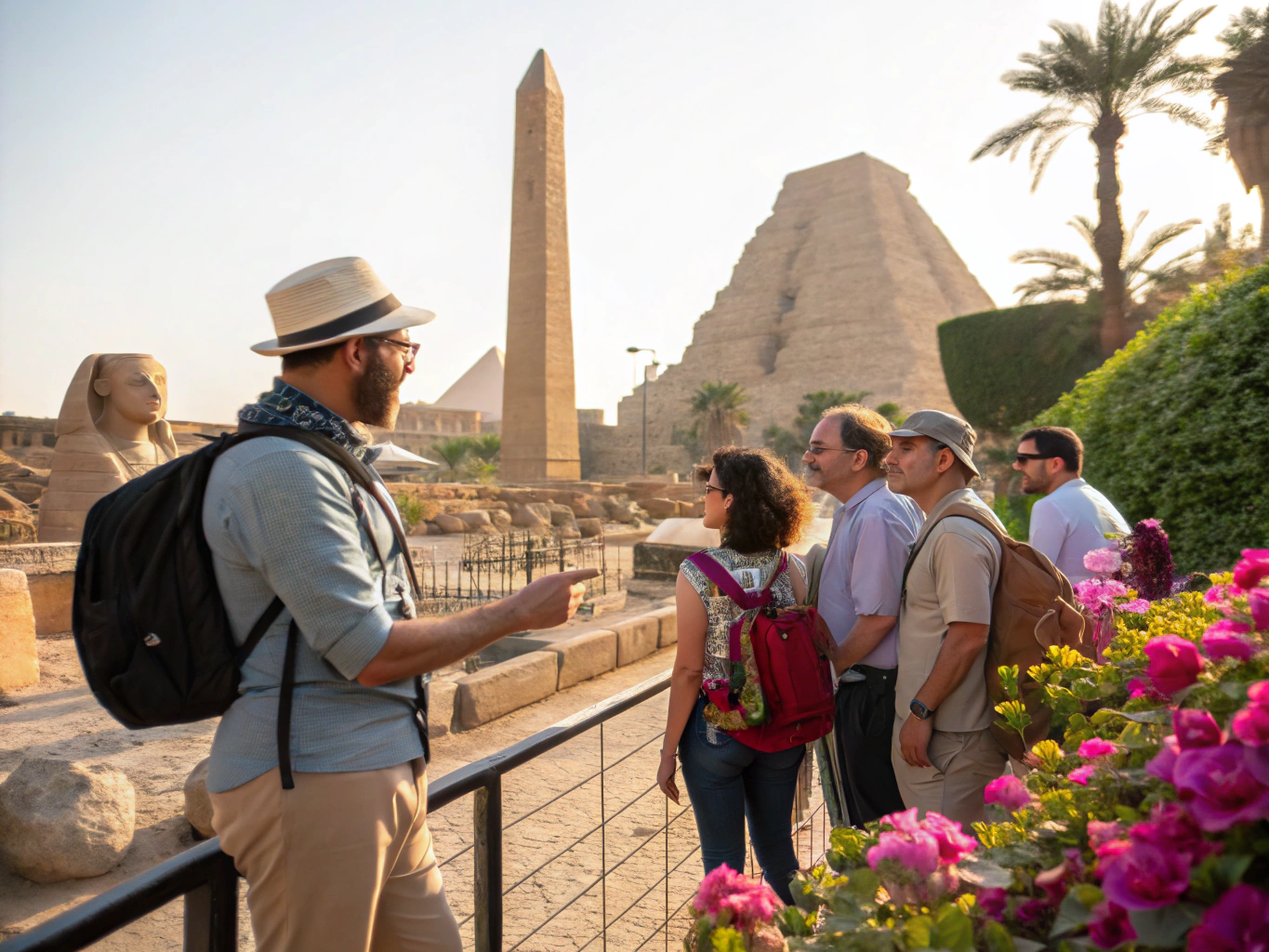 Guide explaining local history to visitors